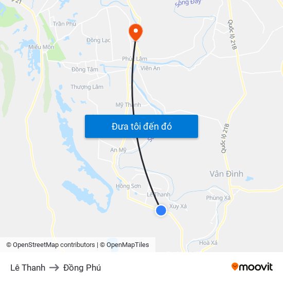 Lê Thanh to Đồng Phú map