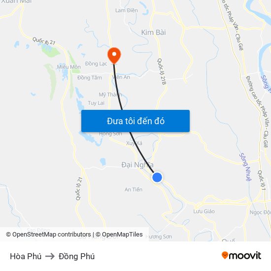 Hòa Phú to Đồng Phú map