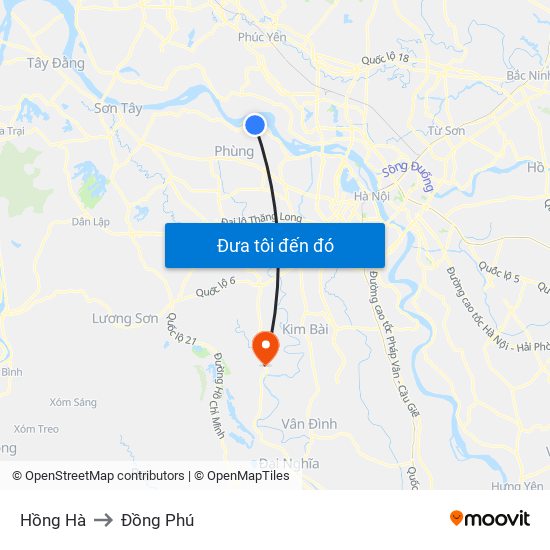 Hồng Hà to Đồng Phú map