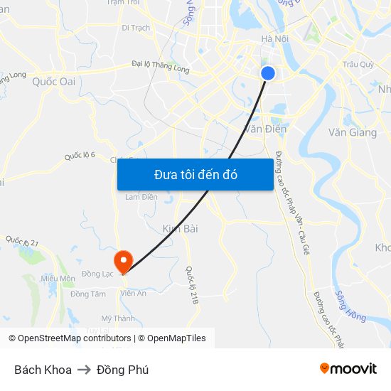 Bách Khoa to Đồng Phú map