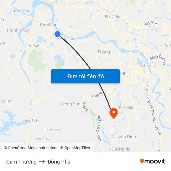 Cam Thượng to Đồng Phú map