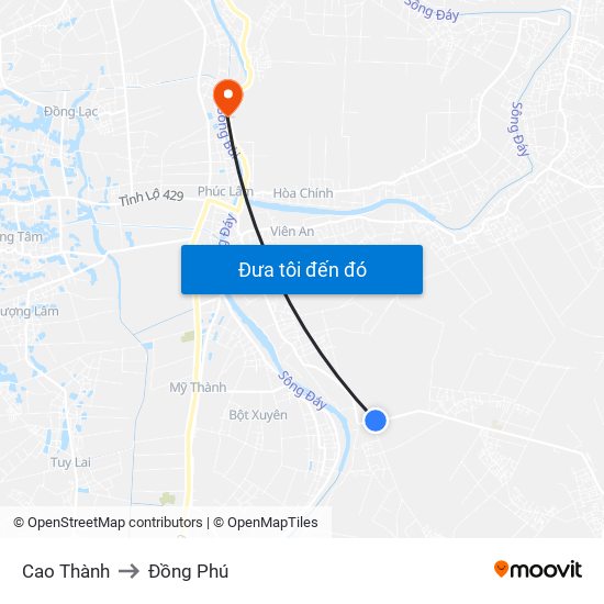 Cao Thành to Đồng Phú map