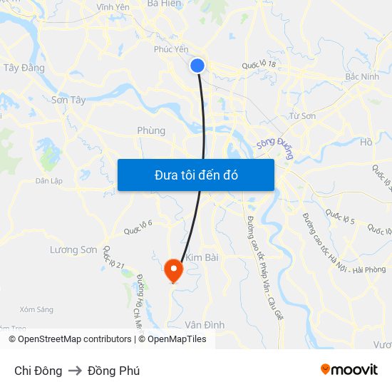 Chi Đông to Đồng Phú map