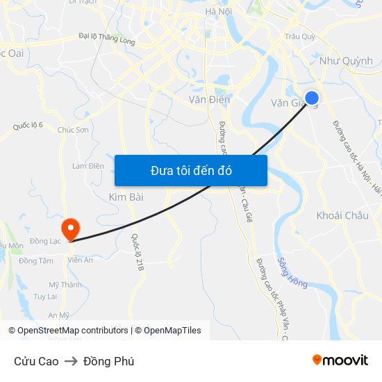 Cửu Cao to Đồng Phú map