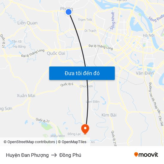 Huyện Đan Phượng to Đồng Phú map