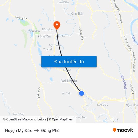 Huyện Mỹ Đức to Đồng Phú map