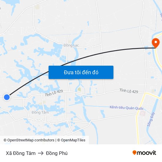Xã Đồng Tâm to Đồng Phú map