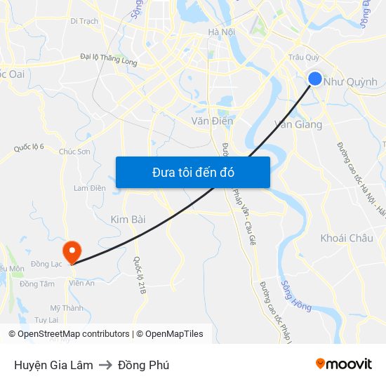 Huyện Gia Lâm to Đồng Phú map