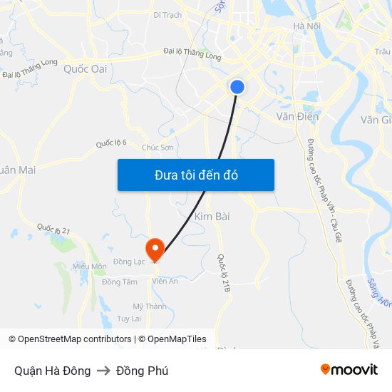 Quận Hà Đông to Đồng Phú map