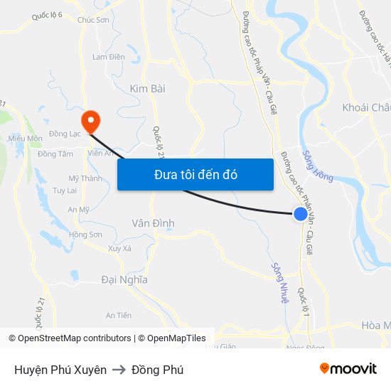 Huyện Phú Xuyên to Đồng Phú map