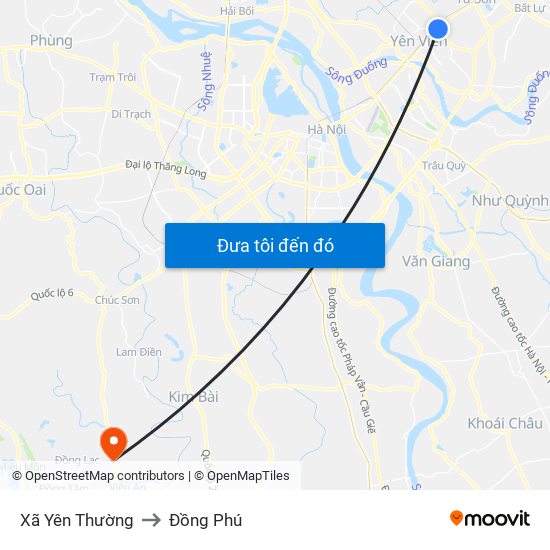 Xã Yên Thường to Đồng Phú map