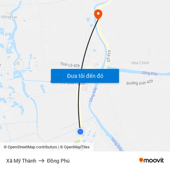Xã Mỹ Thành to Đồng Phú map