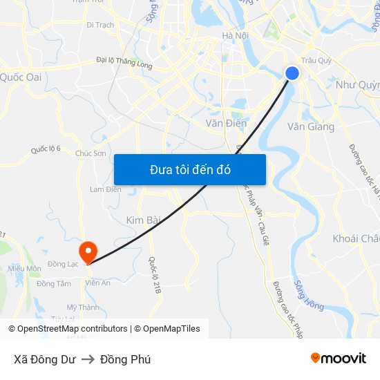 Xã Đông Dư to Đồng Phú map