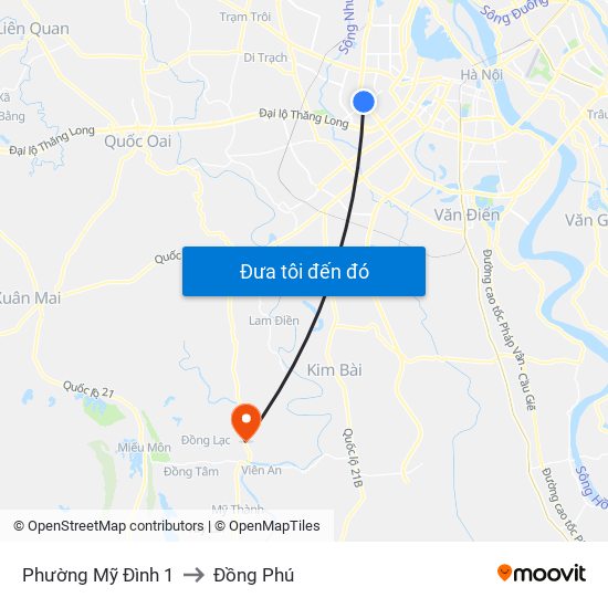 Phường Mỹ Đình 1 to Đồng Phú map
