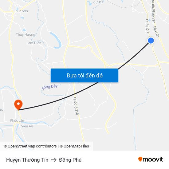 Huyện Thường Tín to Đồng Phú map