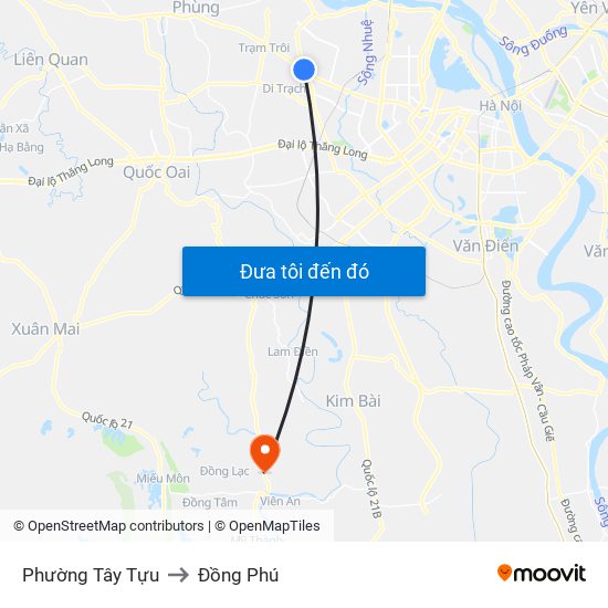 Phường Tây Tựu to Đồng Phú map