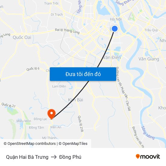 Quận Hai Bà Trưng to Đồng Phú map