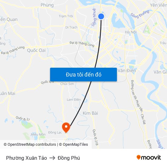 Phường Xuân Tảo to Đồng Phú map