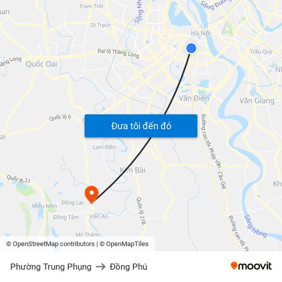 Phường Trung Phụng to Đồng Phú map