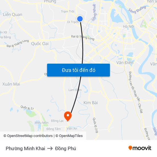 Phường Minh Khai to Đồng Phú map