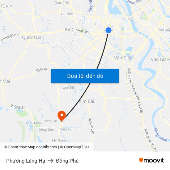 Phường Láng Hạ to Đồng Phú map