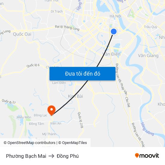 Phường Bạch Mai to Đồng Phú map