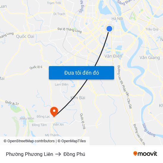 Phường Phương Liên to Đồng Phú map