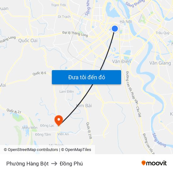 Phường Hàng Bột to Đồng Phú map