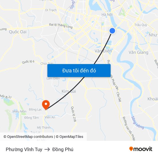 Phường Vĩnh Tuy to Đồng Phú map