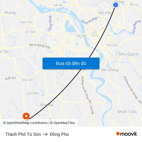 Thành Phố Từ Sơn to Đồng Phú map