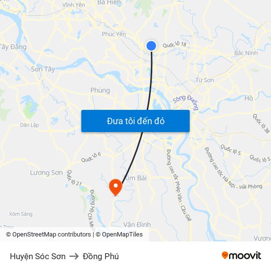 Huyện Sóc Sơn to Đồng Phú map