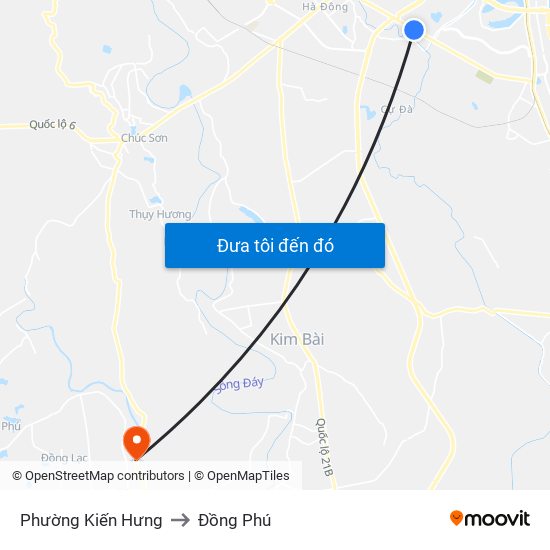 Phường Kiến Hưng to Đồng Phú map