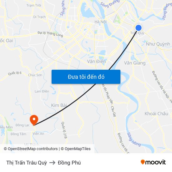 Thị Trấn Trâu Quỳ to Đồng Phú map