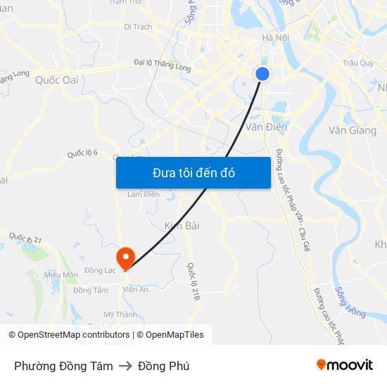Phường Đồng Tâm to Đồng Phú map