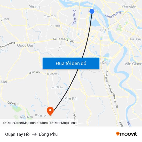 Quận Tây Hồ to Đồng Phú map