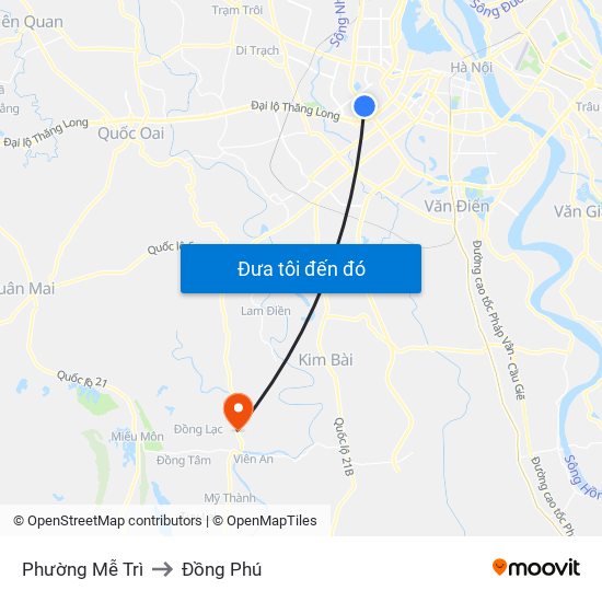 Phường Mễ Trì to Đồng Phú map