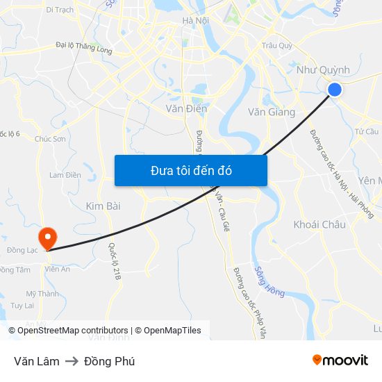 Văn Lâm to Đồng Phú map
