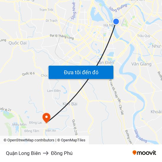 Quận Long Biên to Đồng Phú map