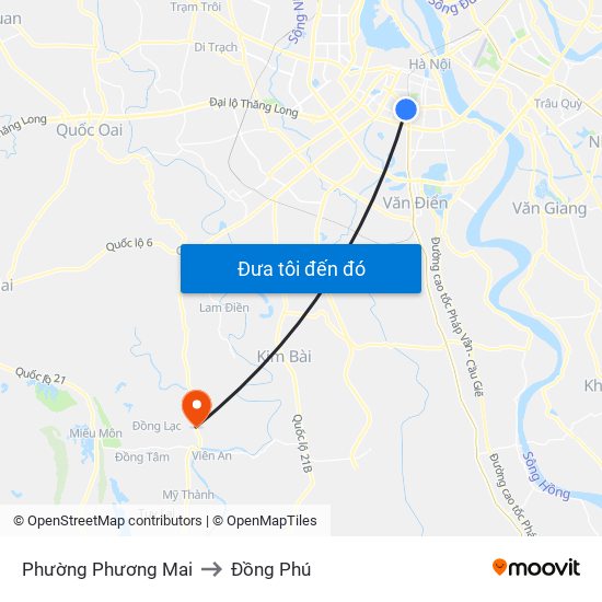 Phường Phương Mai to Đồng Phú map