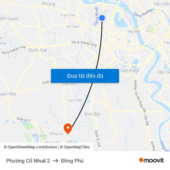 Phường Cổ Nhuế 2 to Đồng Phú map