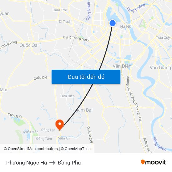 Phường Ngọc Hà to Đồng Phú map