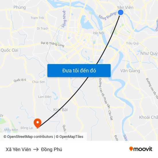 Xã Yên Viên to Đồng Phú map