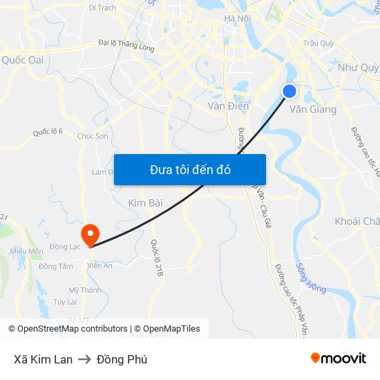 Xã Kim Lan to Đồng Phú map