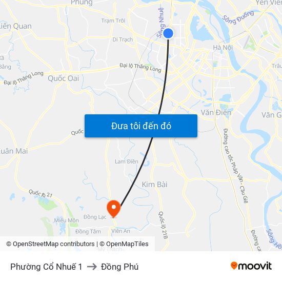 Phường Cổ Nhuế 1 to Đồng Phú map