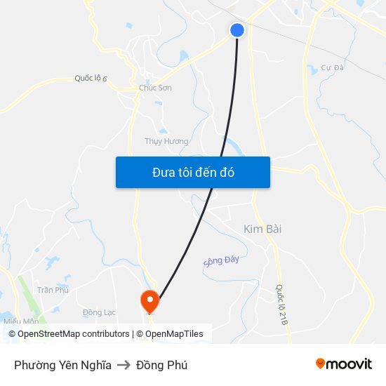 Phường Yên Nghĩa to Đồng Phú map