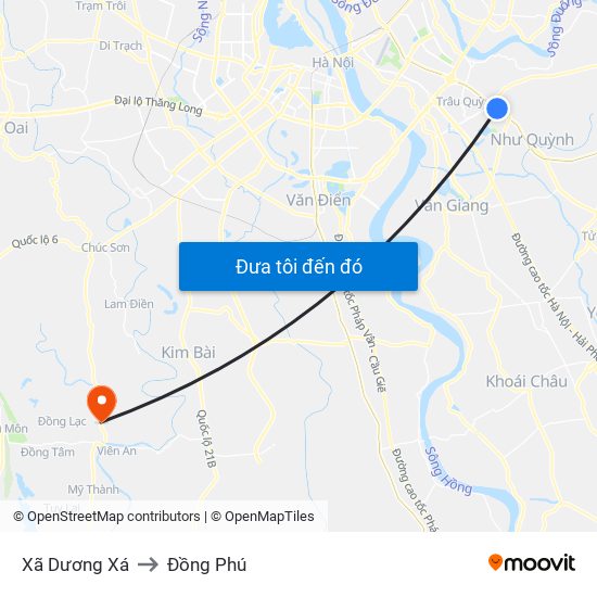 Xã Dương Xá to Đồng Phú map