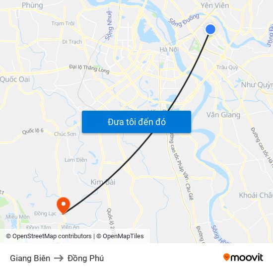 Giang Biên to Đồng Phú map