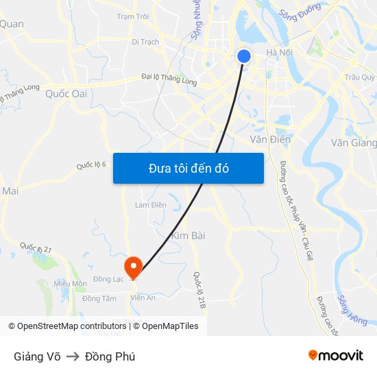 Giảng Võ to Đồng Phú map