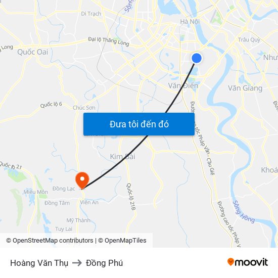 Hoàng Văn Thụ to Đồng Phú map