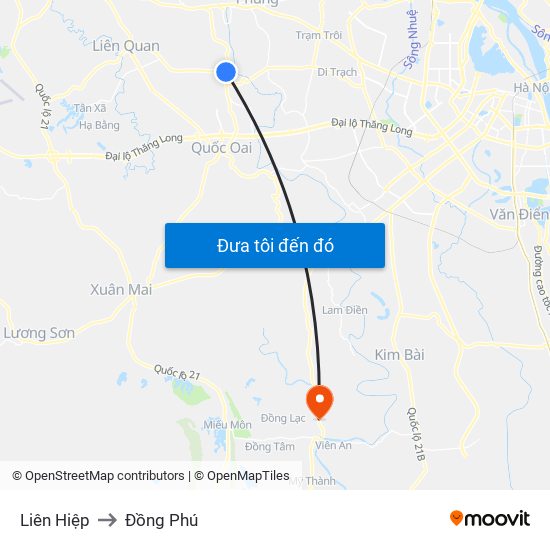 Liên Hiệp to Đồng Phú map